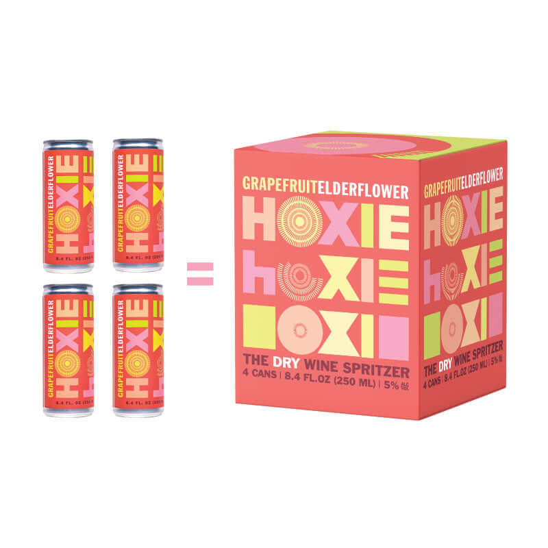 HOXIE Grapefruit Elderflower - A Natural Wine Spritzer Made With - White Wine, Water, Natural Extracts and Botanicals