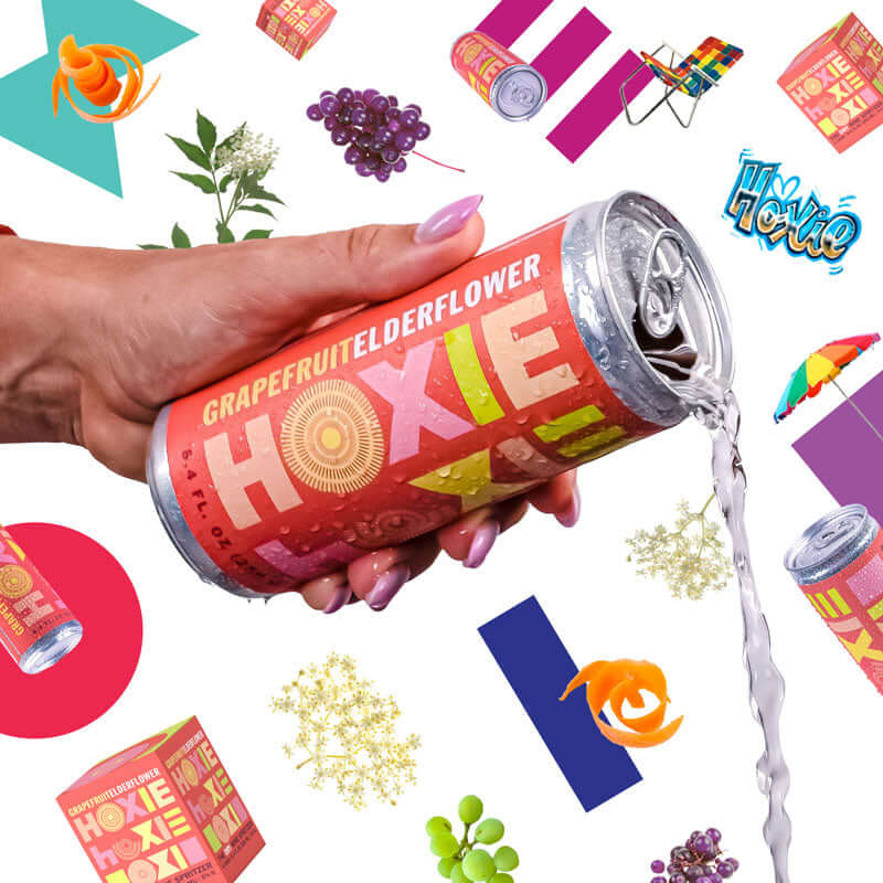 HOXIE Grapefruit Elderflower - A Natural Wine Spritzer Made With - White Wine, Water, Natural Extracts and Botanicals