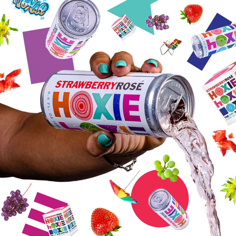 HOXIE Strawberry Rose - A Natural Wine Spritzer Made With - Rosé Wine, Water, Natural Extracts and Botanicals 